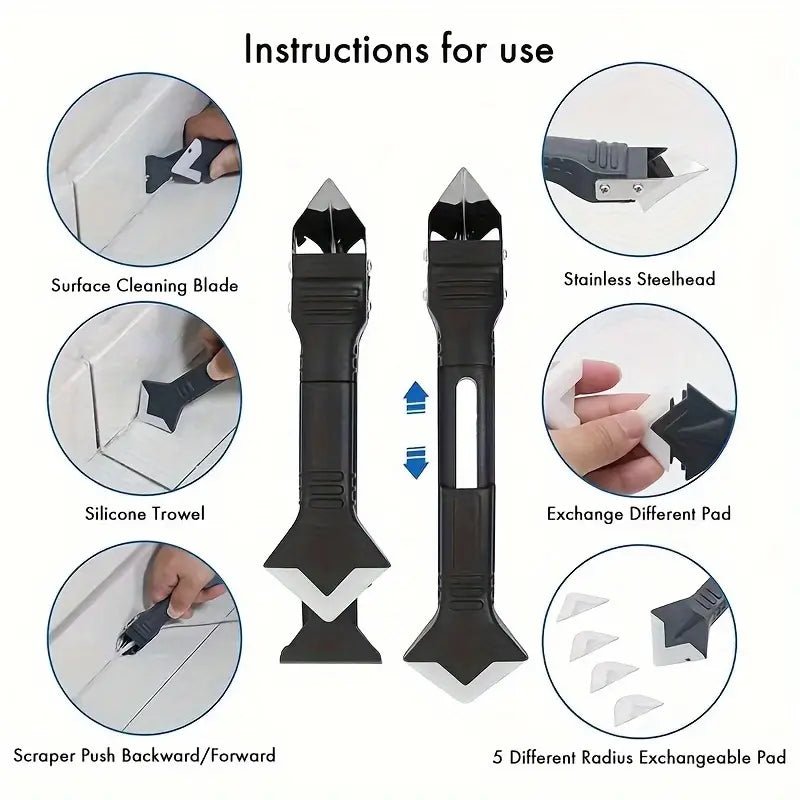 5-in-1 Silicone Caulk Remover & Smoother Tool Set