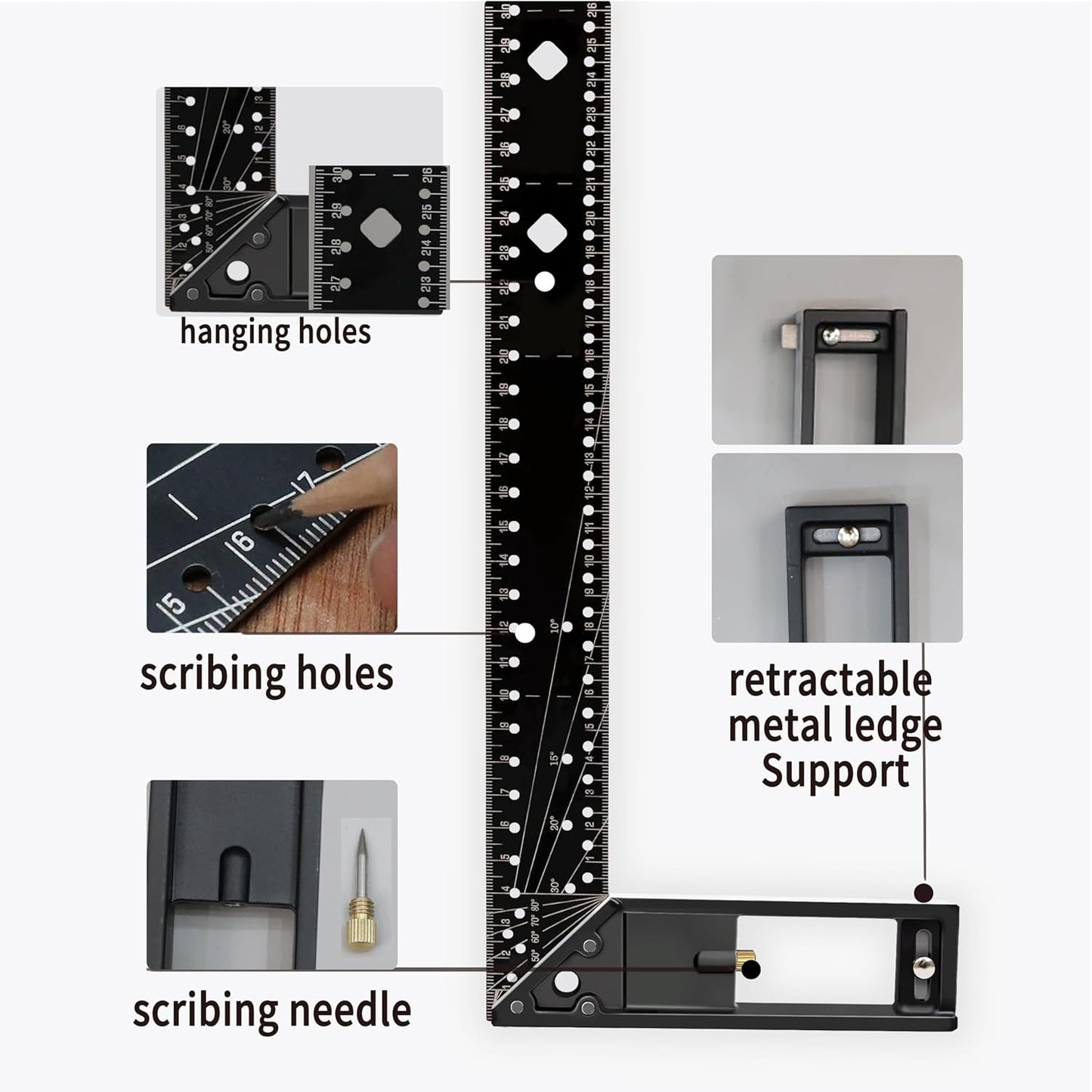 Elite Precision Right Angle Marking Ruler (30/40cm)