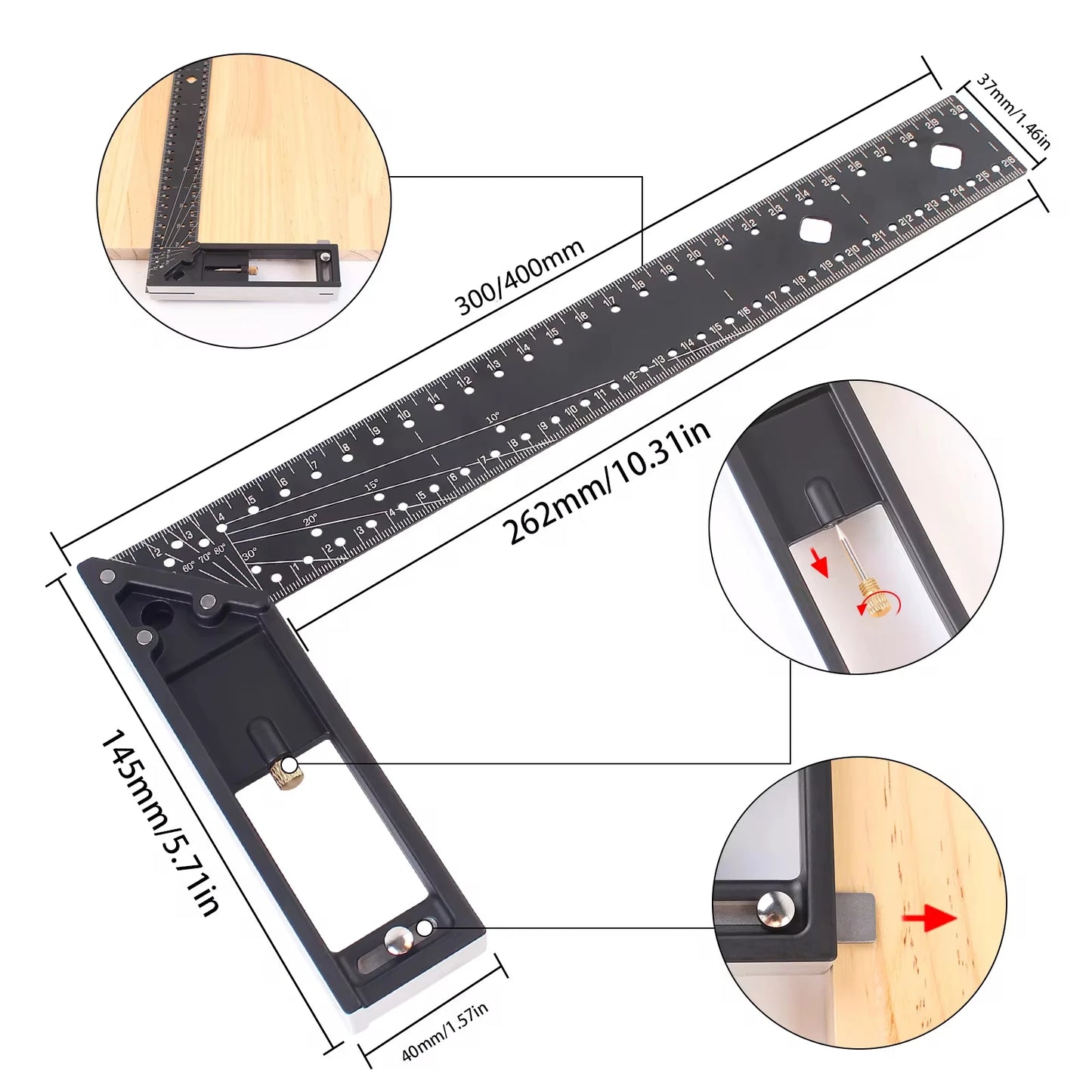 Elite Precision Right Angle Marking Ruler (30/40cm)