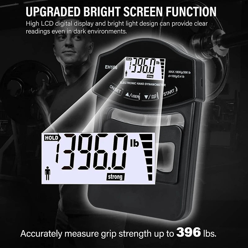 Digital Grip Strength Tester – 396Lbs/180Kg Hand Dynamometer