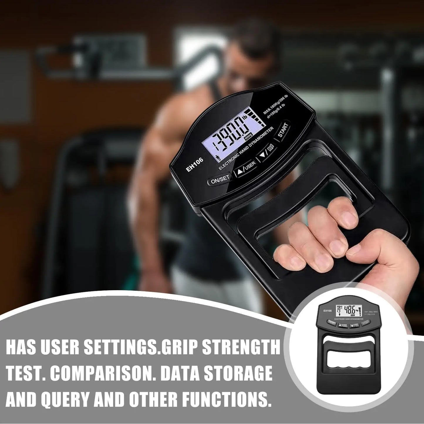 Digital Grip Strength Tester – 396Lbs/180Kg Hand Dynamometer