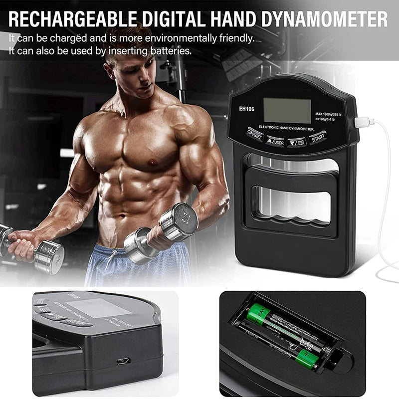 Digital Grip Strength Tester – 396Lbs/180Kg Hand Dynamometer