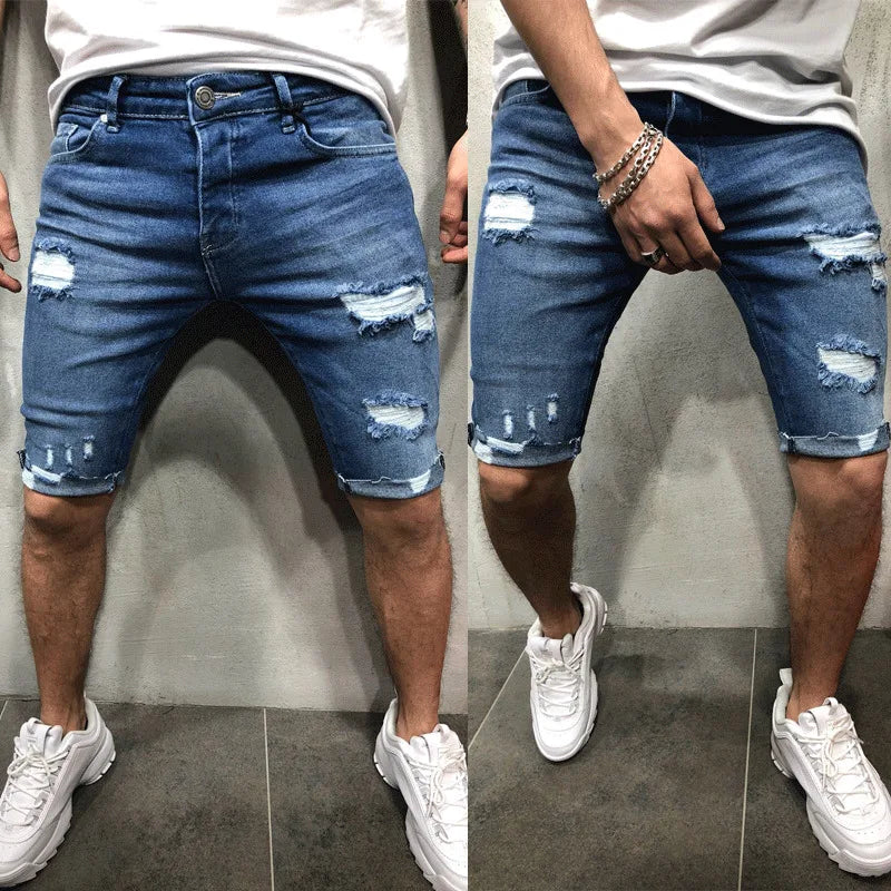 Men's Casual Ripped Denim Short