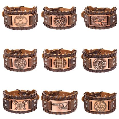 Viking Compass Leather Bracelet