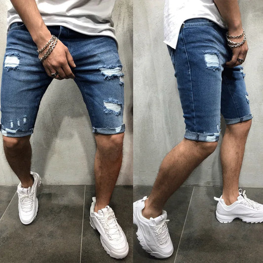 Men's Casual Ripped Denim Short