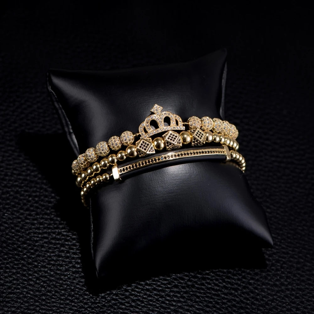 Luxury Zircon Hip Hop Crown Bracelet Set