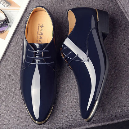 Men's Patent Leather Pointed-Toe Dress Shoes