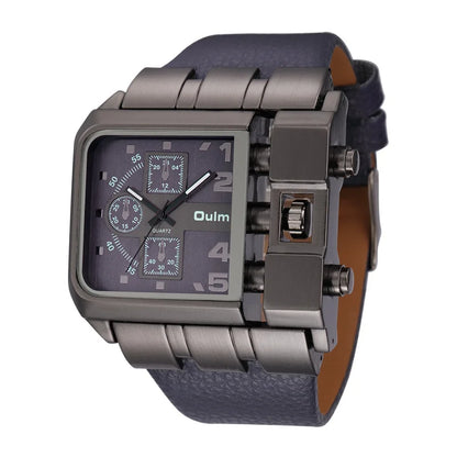 Square Dial Wide Strap Men's Quartz Watch