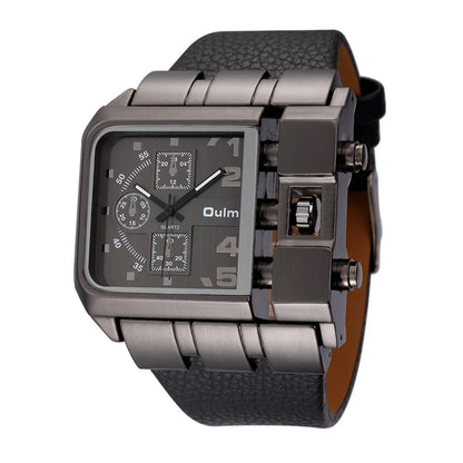 Square Dial Wide Strap Men's Quartz Watch