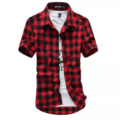 2024 Summer Red & Black Plaid Shirt