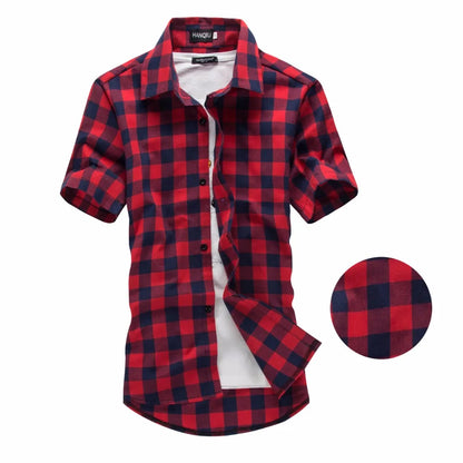 2024 Summer Red & Black Plaid Shirt