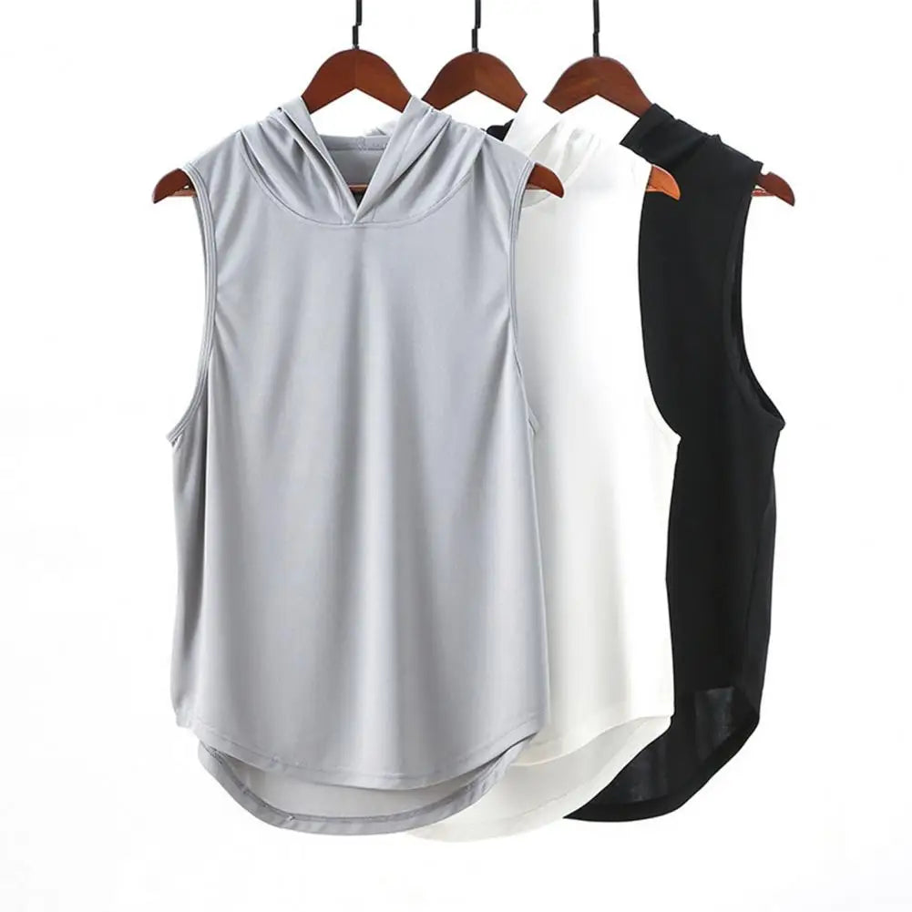 Men's Gym Sleeveless Hooded Tank Top