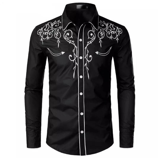 Western Cowboy Slim Fit Embroidery Shirt