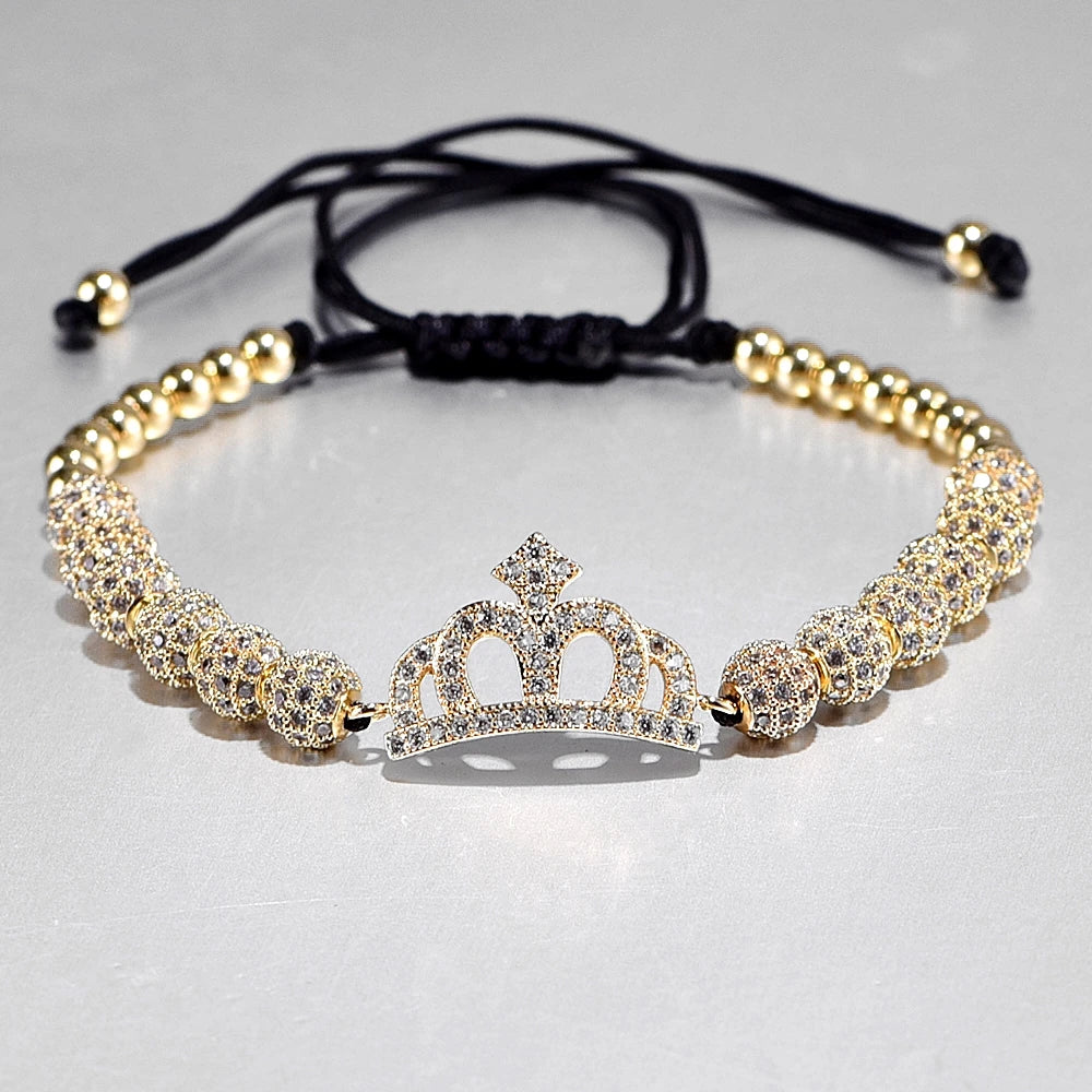 Luxury Zircon Hip Hop Crown Bracelet Set