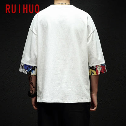 Half-Sleeve Linen Cotton Streetwear Tee