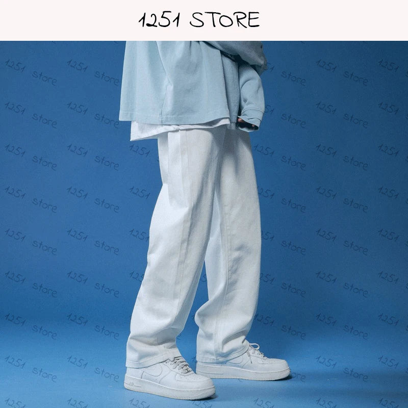 Wide Leg White Denim Streetwear Jeans