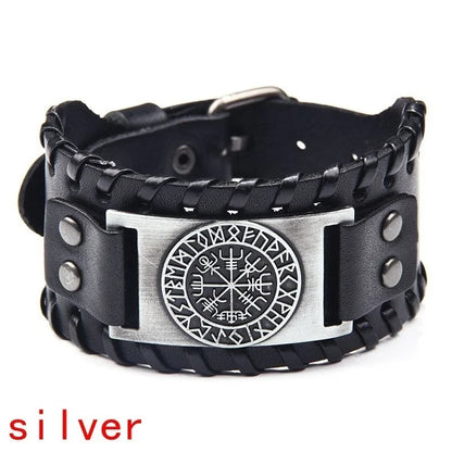 Viking Compass Leather Bracelet