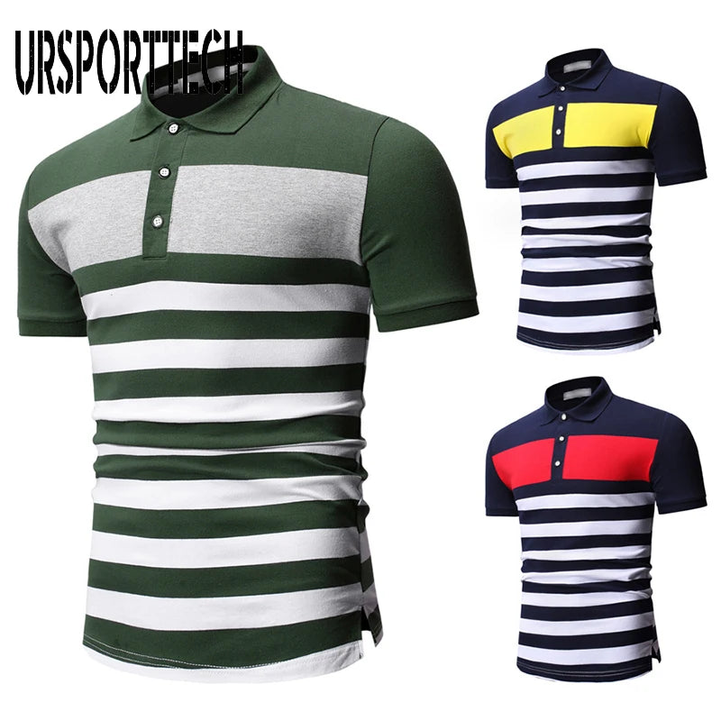 2024 Striped Men's Polo Shirt