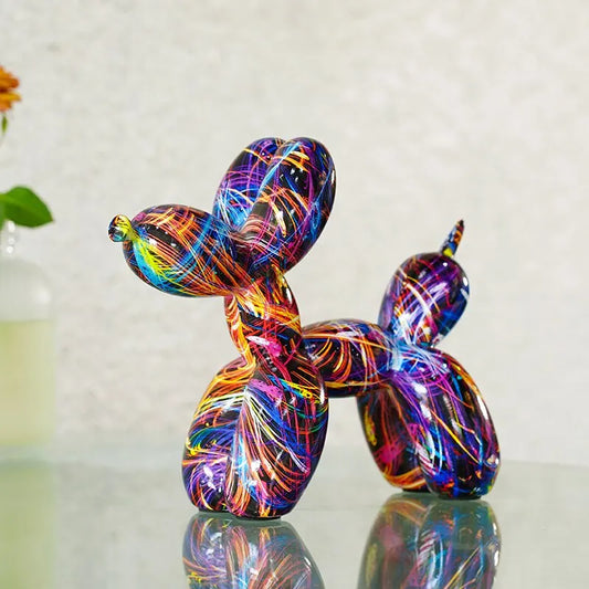 Colorful Graffiti Balloon Dog Statues