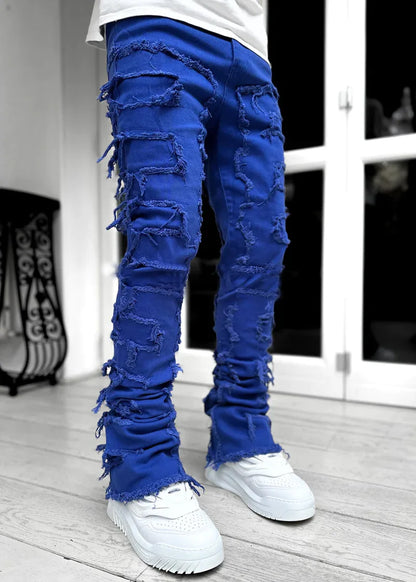 Men's Ripped Slim Fit Stacked Jeans