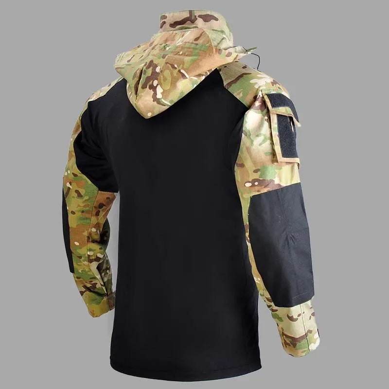 Men's Tactical Camo Hooded Shirt – Combat & Outdoor Wear