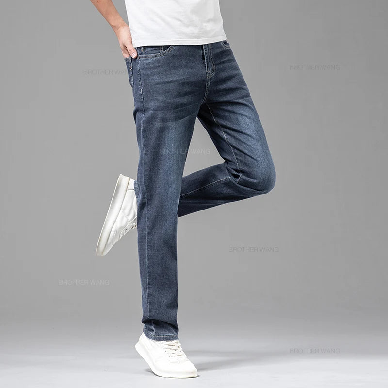 Men's Summer Thin Elastic Cotton Jeans