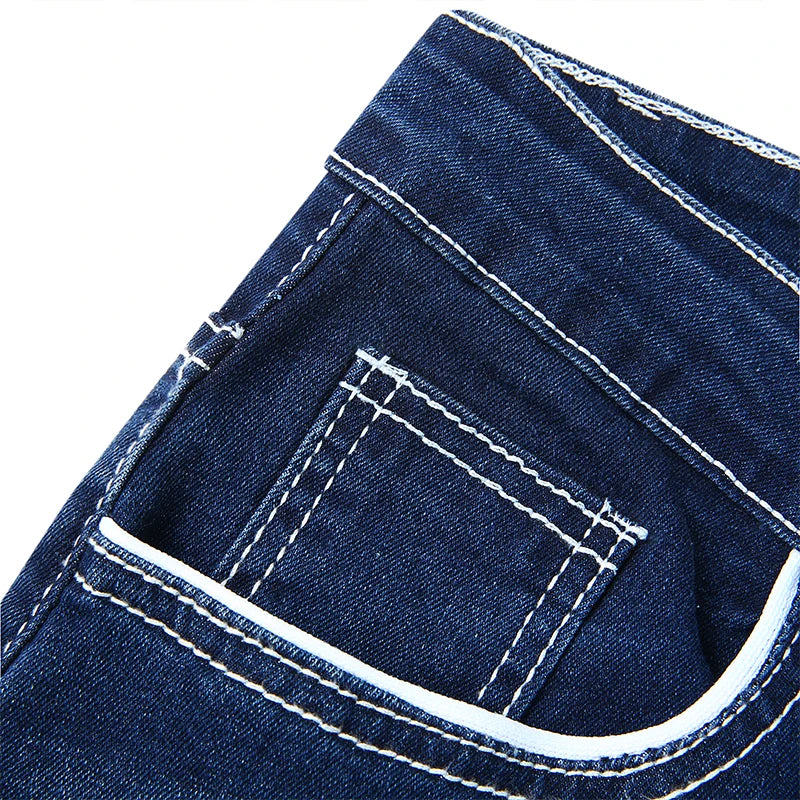 Men's Solid Stretch Denim Straight Pants