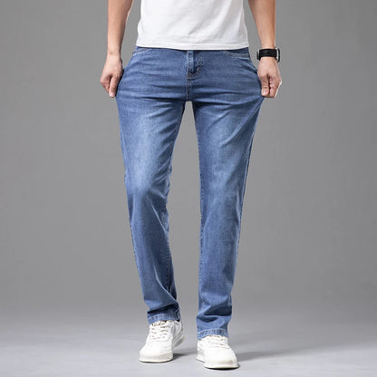 Men's Summer Thin Elastic Cotton Jeans