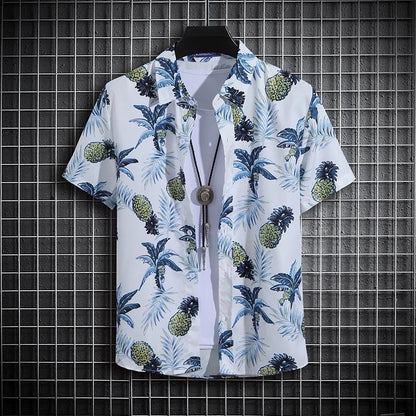 Men's Summer Turtle Neck Printed Shirt