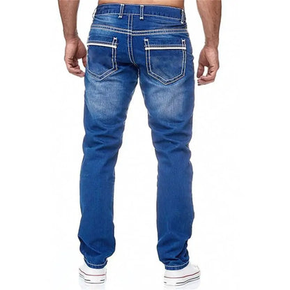 Men's Solid Stretch Denim Straight Pants