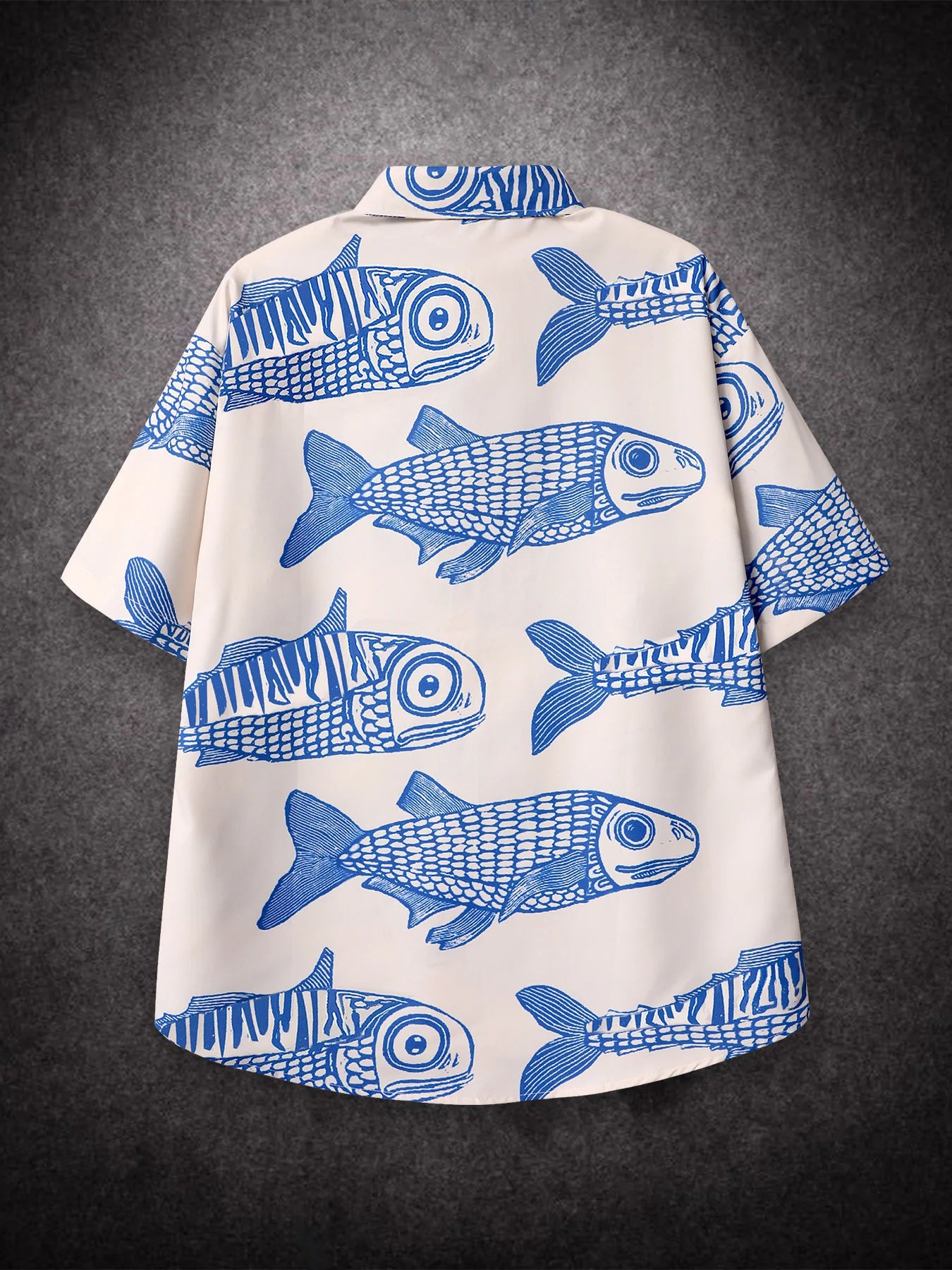 Oversized American-Style Fish Print Casual Shirt