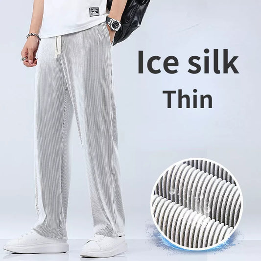 Men's Summer Ice Silk Wide Leg Pants