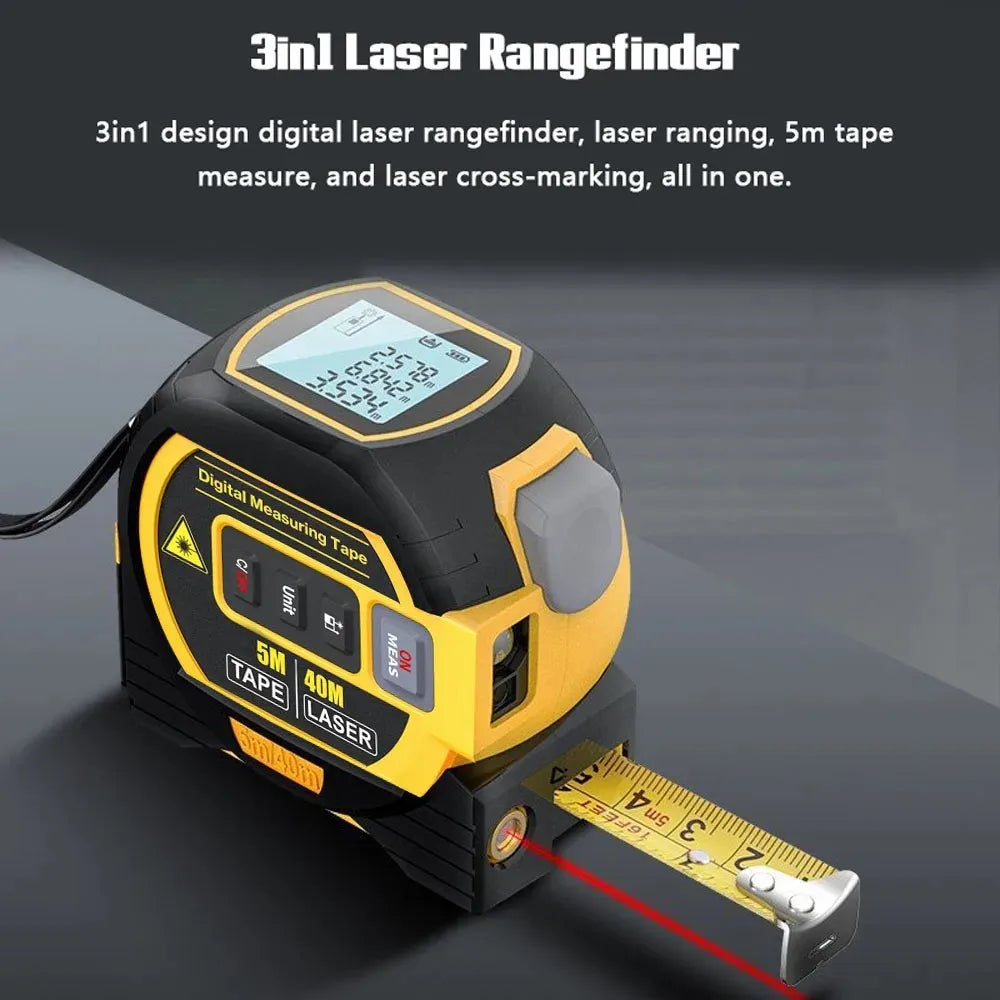 3-in-1 Digital Laser Rangefinder – 40m Multifunctional Measurement Tool 📏🔦