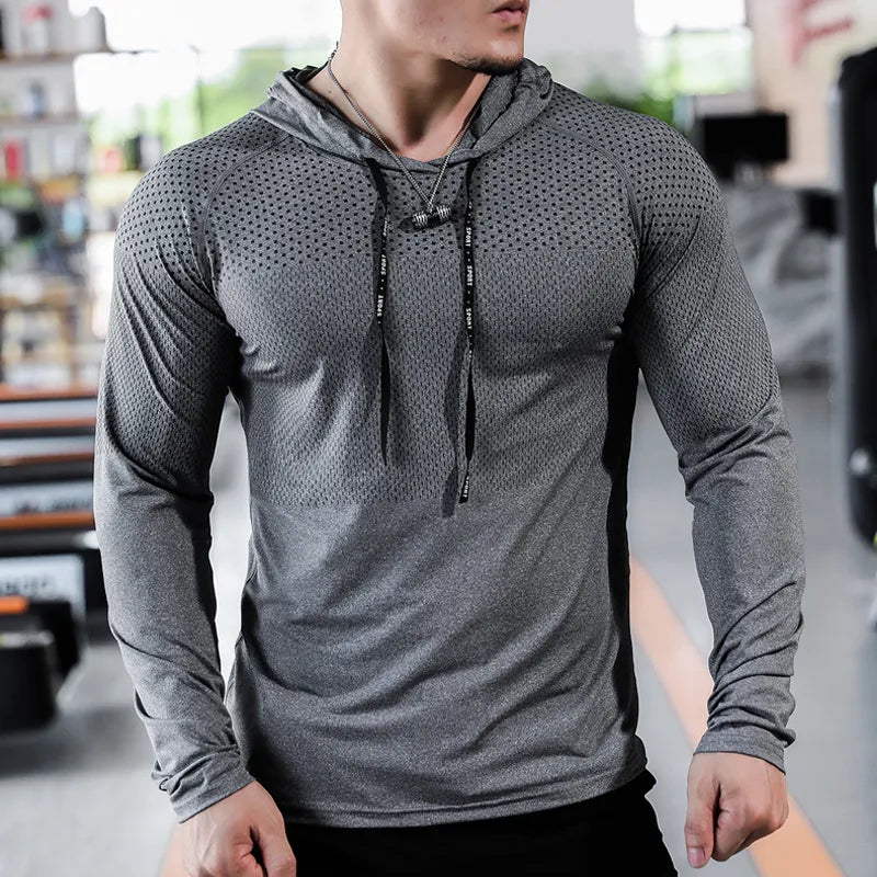 Men's Fitness Hooded Tracksuit Top