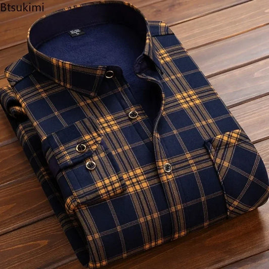 Men's Winter Warm Long Sleeve Plaid Shirts - Stay Stylish and Cozy! ❄️🧥