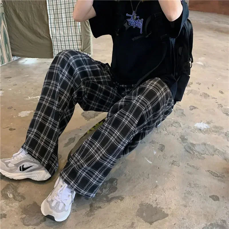 Harajuku Hip-Hop Plaid Casual Pants