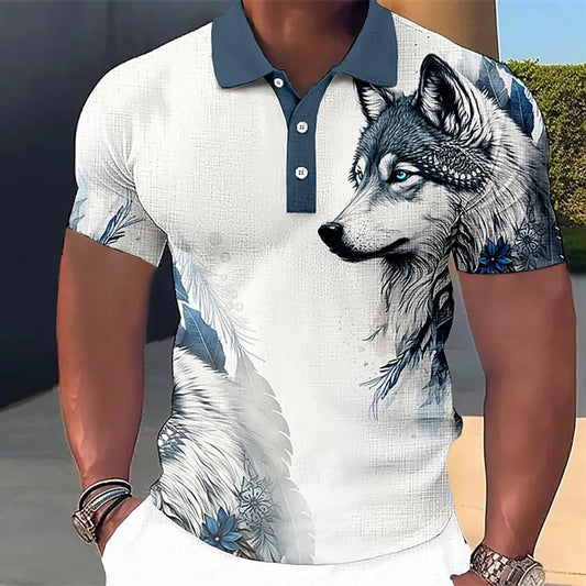 Animal Print Oversized Men's Polo Shirt