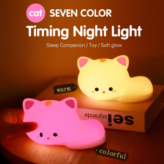 Cat Silicone Color-Changing Night Light 🐱🌈
