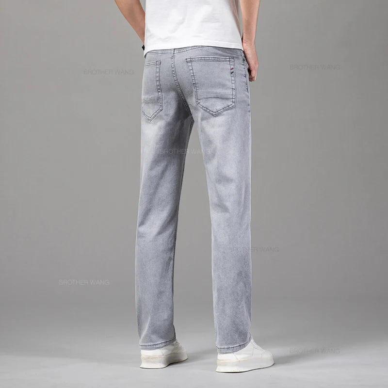 Men's Summer Thin Elastic Cotton Jeans