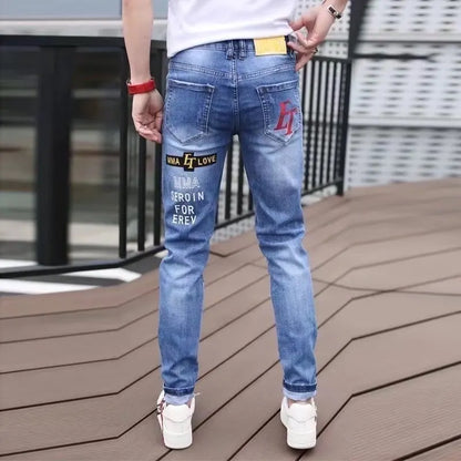 Street Hip-Hop Stretchy Slim Fit Jeans