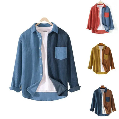 Autumn Corduroy Patchwork Men's Shirt