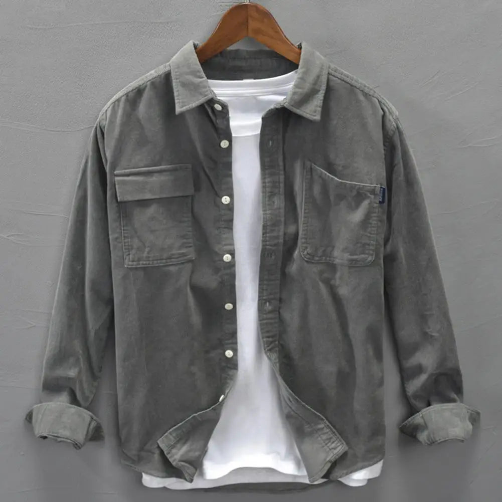 Corduroy Men's Casual Cargo Jacket