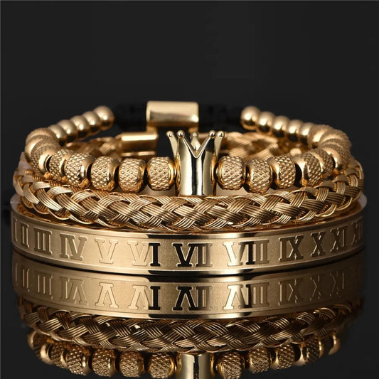 Regal Crown Roman Charm Bracelet