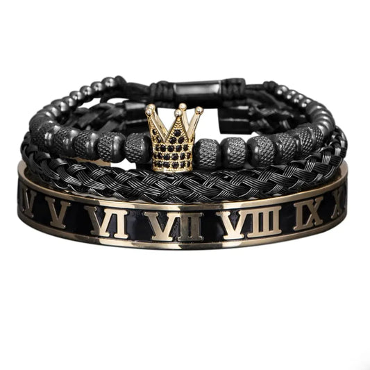 Royal Roman Numeral Crown Bangle