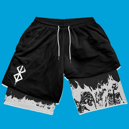 Y2K Anime High-Waist Gym Shorts