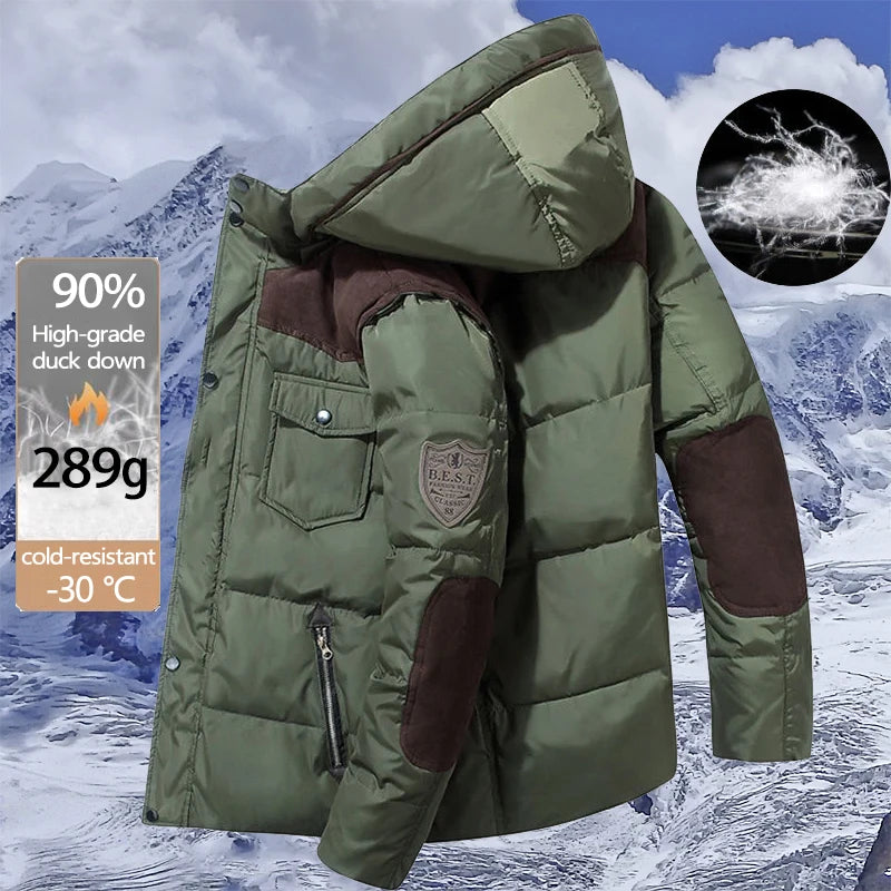 Thickened Mid-Length Down Jacket for Extreme Cold