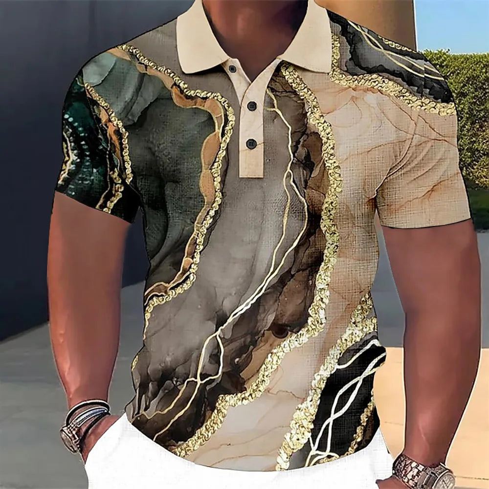 Luxury 3D Printed Designer Polo Shirt