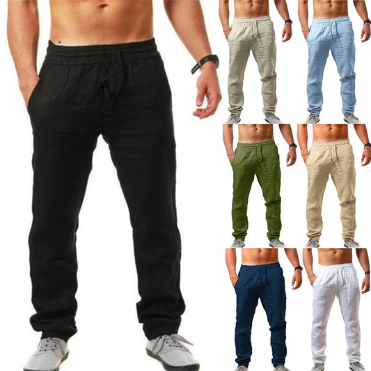 Summer Men's Cotton Linen Gym Pants