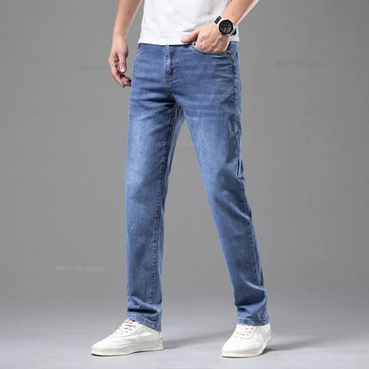 Men's Summer Thin Elastic Cotton Jeans