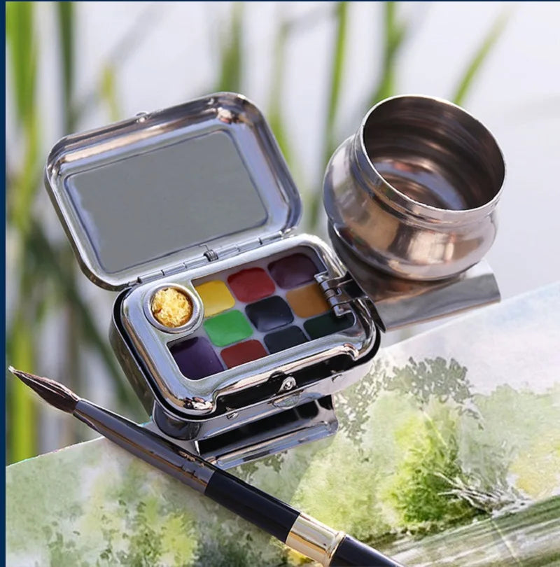 Mini Portable Watercolor Paint Dispenser – 10 Grid Travel Set